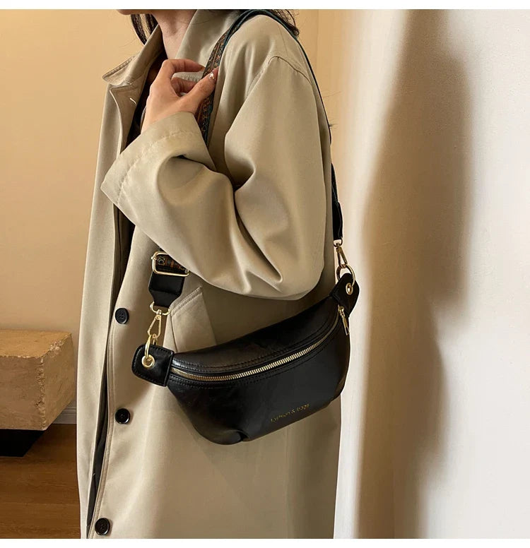 Leren Crossbody Heuptas – Luxe Schoudertas met Brede Band