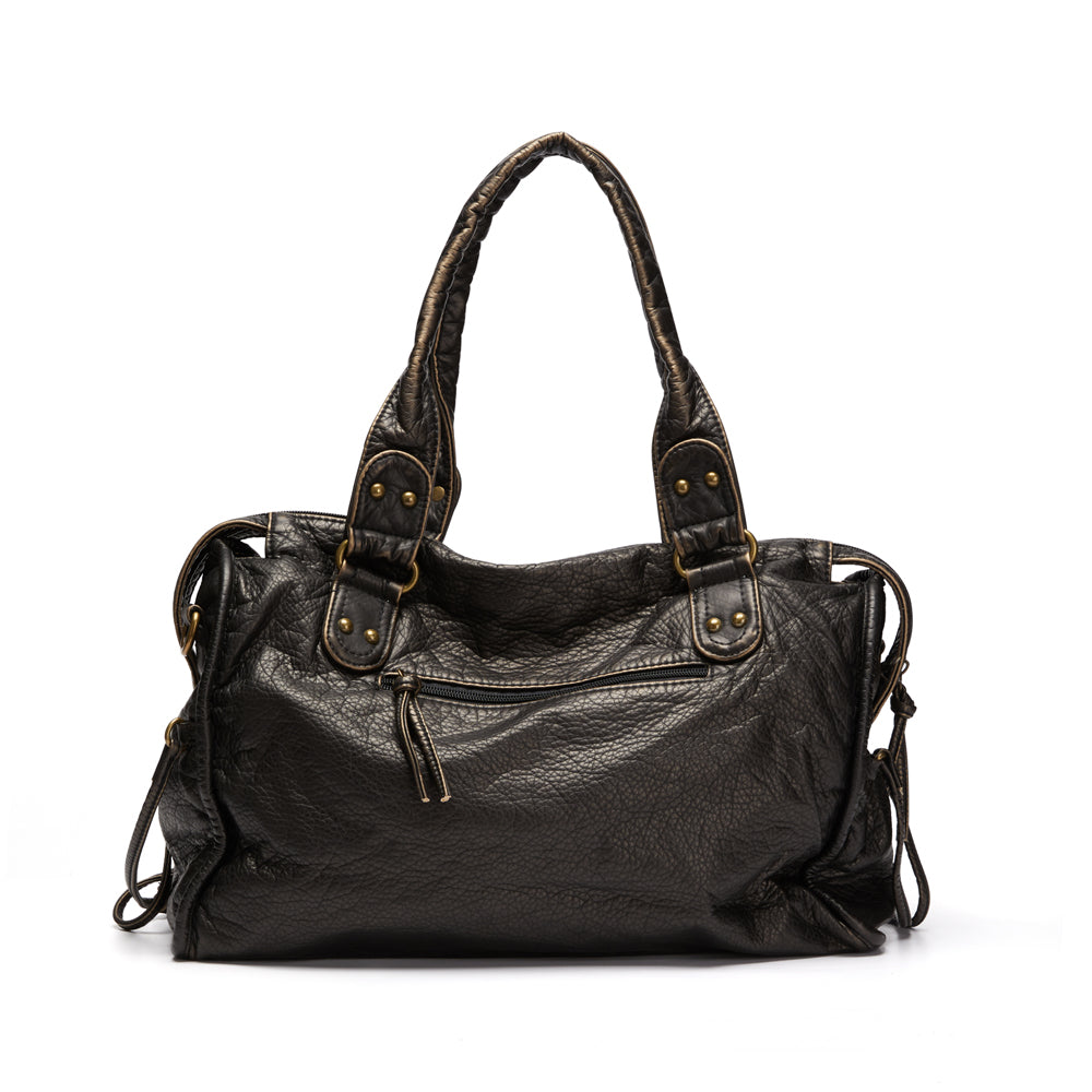 Luxe Zwarte Leren Handtas Dames – Tijdloos Design & Ruime Schoudertas