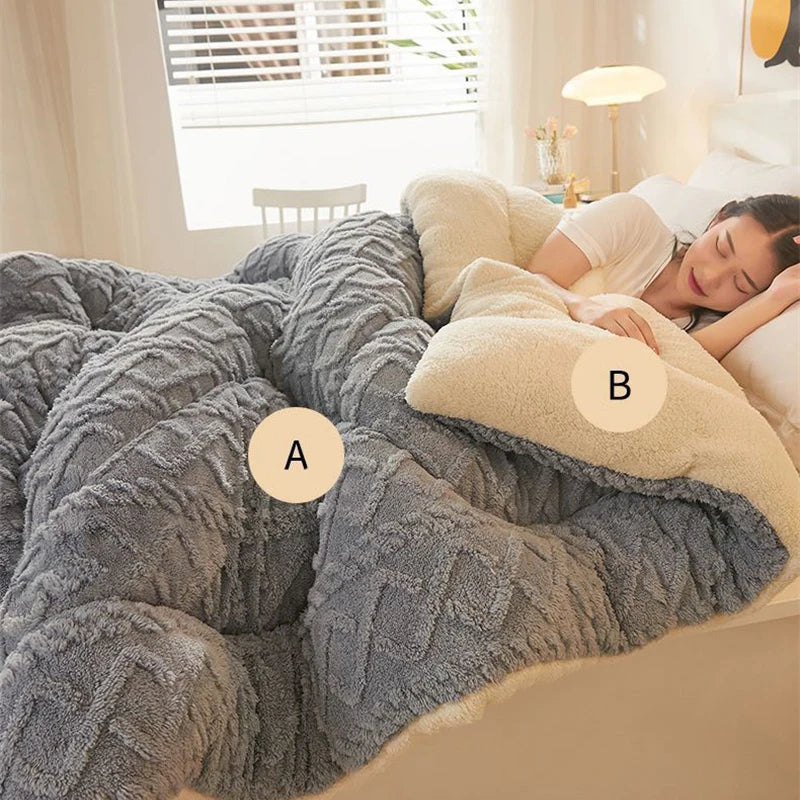 Ultra Zachte Winterdeken – Dikke Fleece & Sherpa Plaid voor Bed en Bank