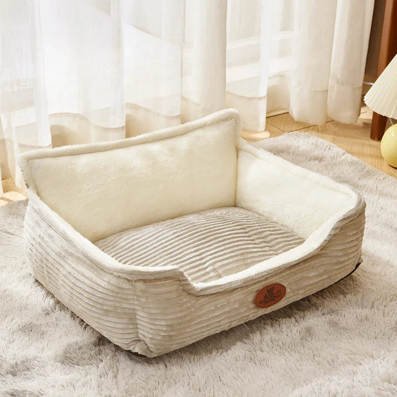 Corduroy Hondenmand & Kattenmand – Zachte Fluffy Huisdiermand met Hoge Randen