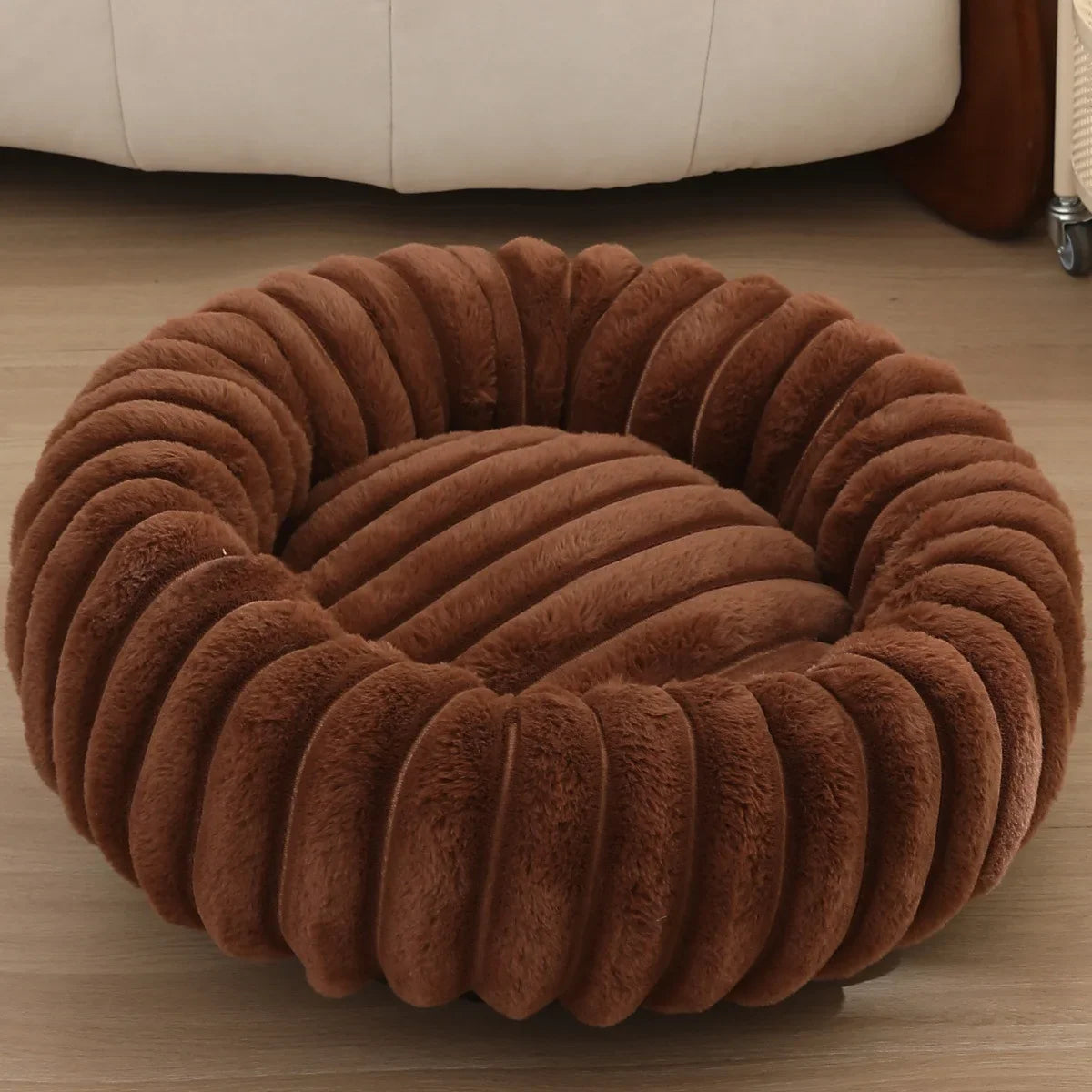 Corduroy Donut Hondenmand & Kattenmand – Zachte Fluffy Huisdiermand