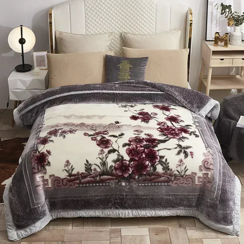 Luxe Fleece Deken met Bloemenprint – Extra Zacht en Warm voor Winter