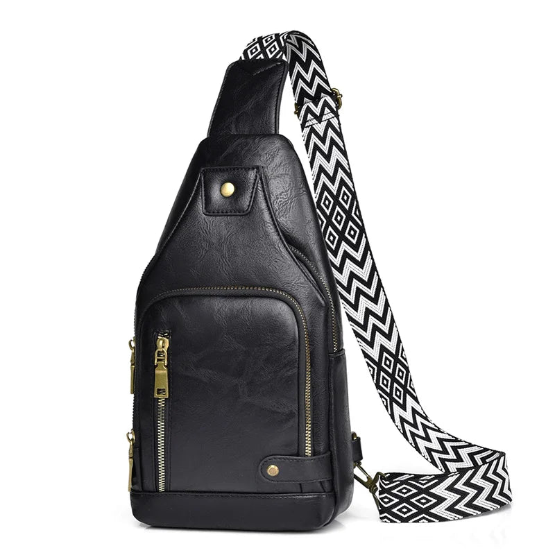 Vintage Crossbody Sling Bag – Schoudertas met Brede Strap & Meerdere Vakken