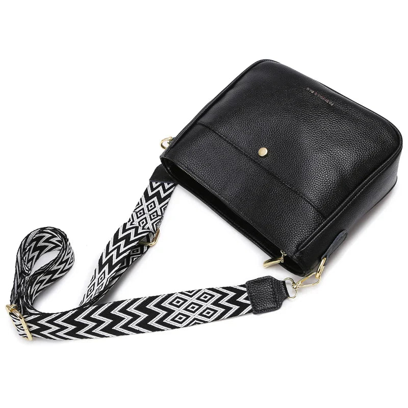 Dames Schoudertas met Brede Strap – Stijlvolle Crossbody Tas met Ruime Vakken