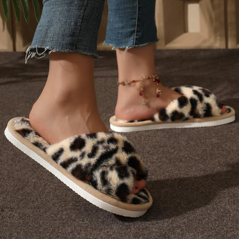 Dames Pantoffels met Open Teen – Comfortabele Huisschoenen met Kruisband Design