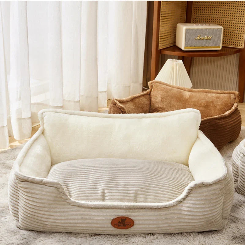Corduroy Hondenmand & Kattenmand – Zachte Fluffy Huisdiermand met Hoge Randen