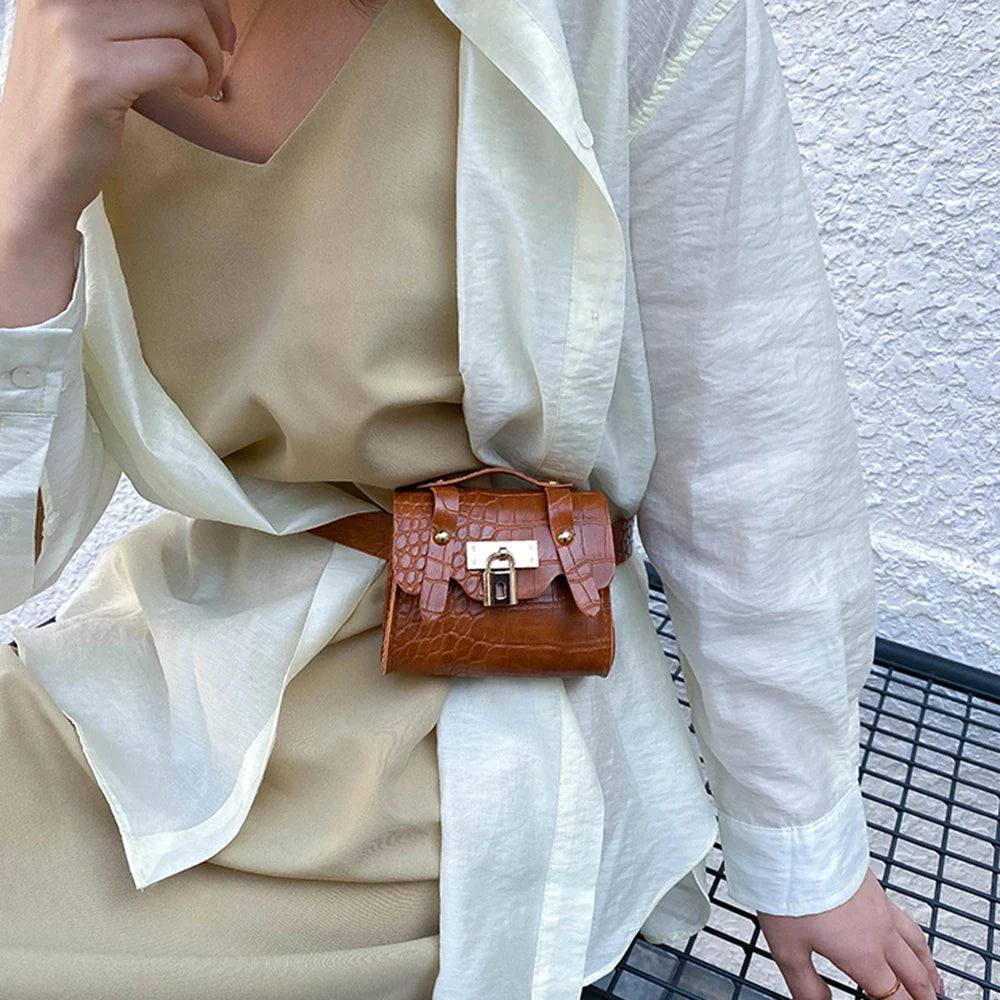 Dames Riemtas – Trendy Belt Bag met Goudkleurig Slot Detail
