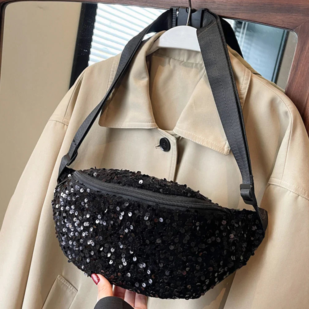 Zwarte Crossbody Tas met Pailletten – Chic, Trendy & Comfortabel