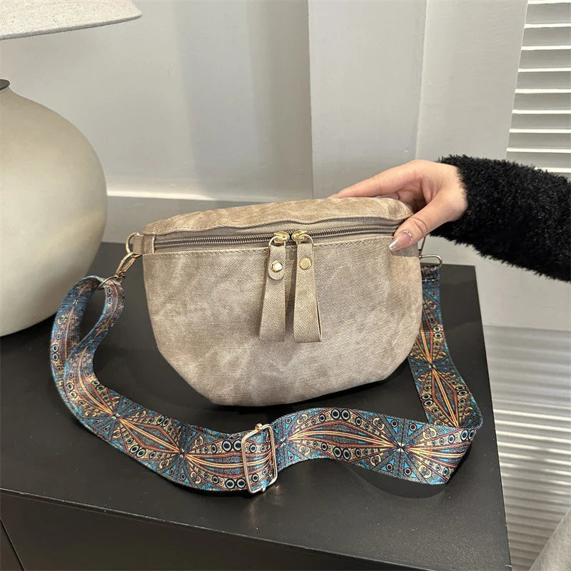 Crossbody Tas met Brede Schouderband – Boho Chic Schoudertas