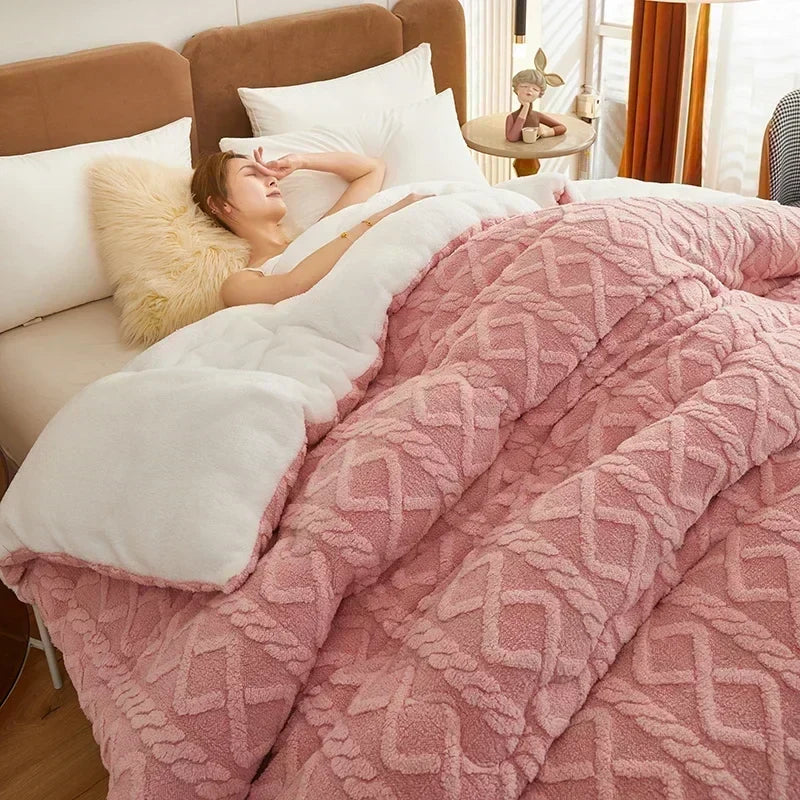 Ultra Zachte Winterdeken – Dikke Fleece & Sherpa Plaid voor Bed en Bank