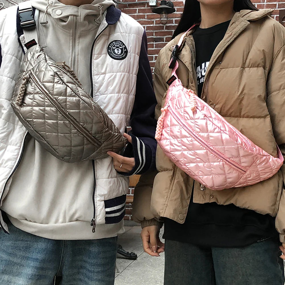 Trendy Schoudertas & Heuptas – Quilted Metallic Look – Lichtgewicht & Verstelbaar