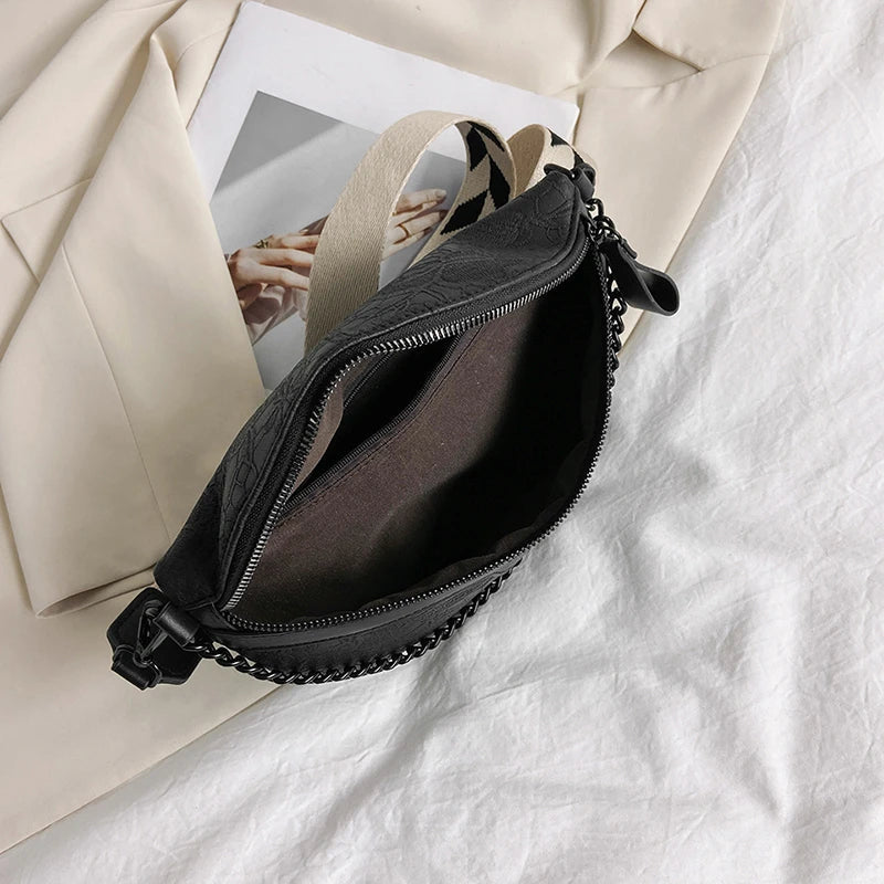 Trendy Crossbody Schoudertas – Fashion Heuptas met Ketting & Extra Pouch