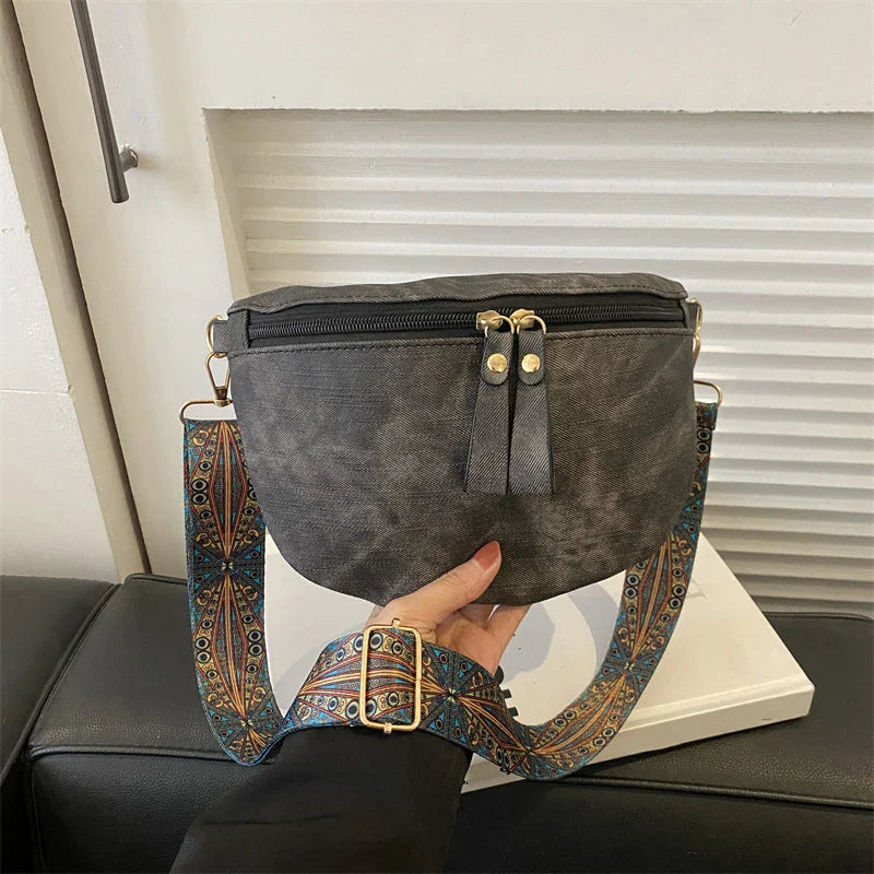 Crossbody Tas met Brede Schouderband – Boho Chic Schoudertas