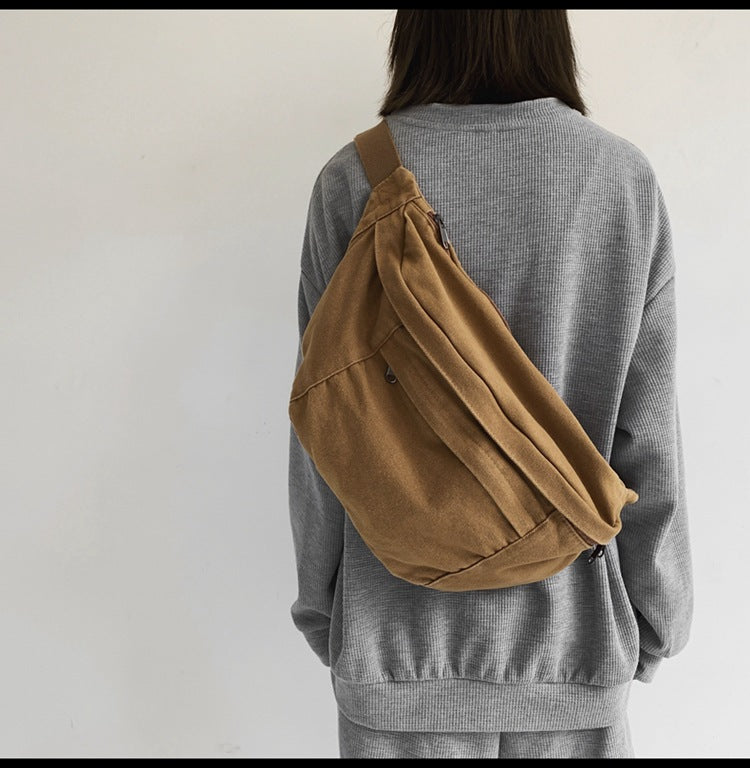 Unisex Canvas Heuptas XL β Ruime Crossbody Tas met Verstelbare Band