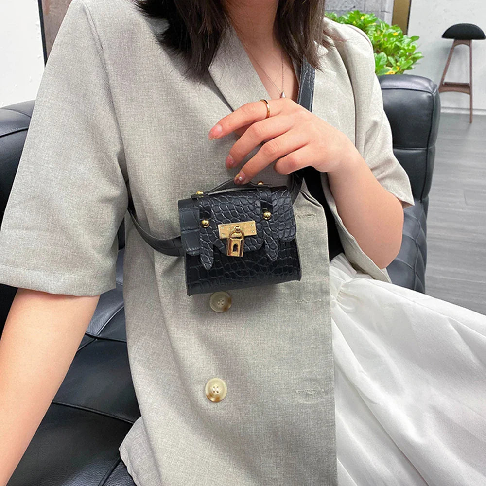 Dames Riemtas – Trendy Belt Bag met Goudkleurig Slot Detail