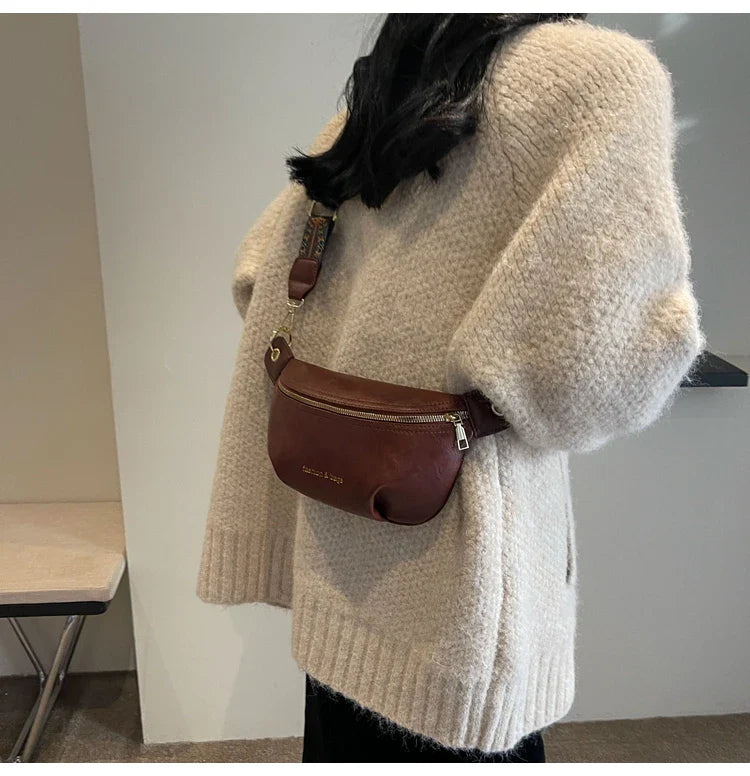 Leren Crossbody Heuptas – Luxe Schoudertas met Brede Band