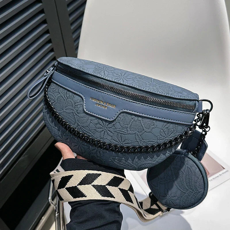 Trendy Crossbody Schoudertas – Fashion Heuptas met Ketting & Extra Pouch