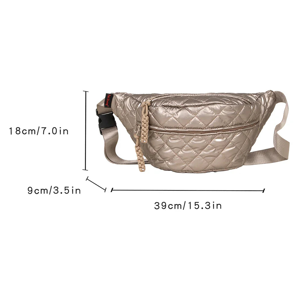 Trendy Schoudertas & Heuptas – Quilted Metallic Look – Lichtgewicht & Verstelbaar