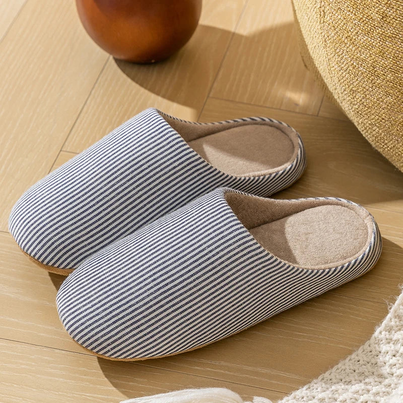 Unisex Gestreepte Pantoffels – Comfortabele Huisschoenen met Antislip Zool