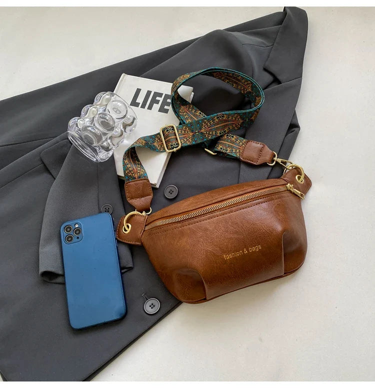Leren Crossbody Heuptas – Luxe Schoudertas met Brede Band