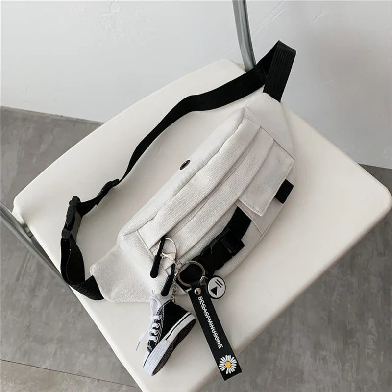 Trendy Crossbody Heuptas met Sleutelhanger – Ruime Schoudertas