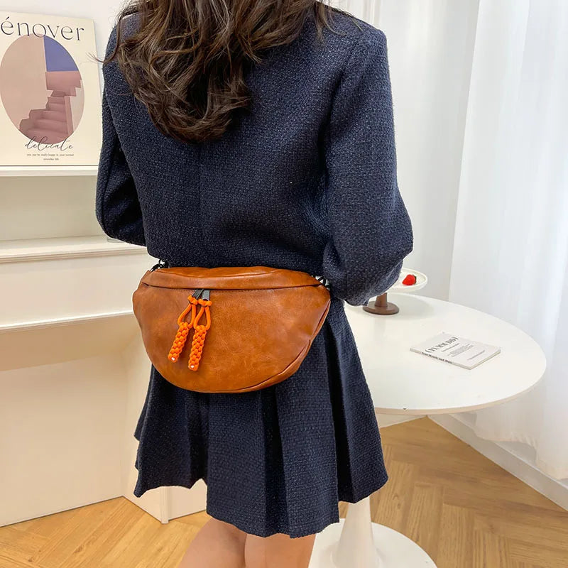 Dames Heuptas met Ketting – Stijlvolle Crossbody Tas van Kunstleer