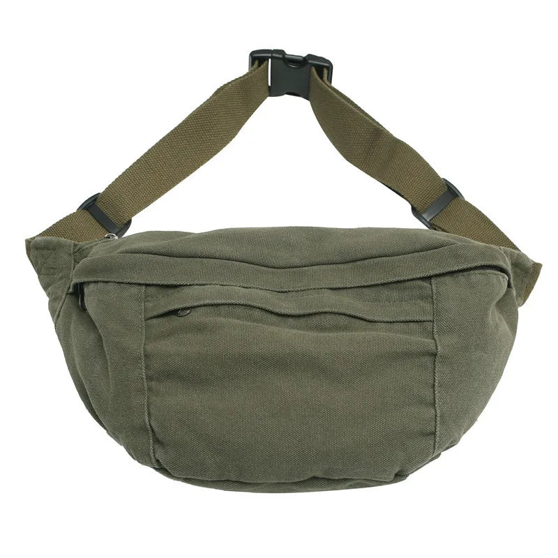 Unisex Canvas Heuptas XL β Ruime Crossbody Tas met Verstelbare Band