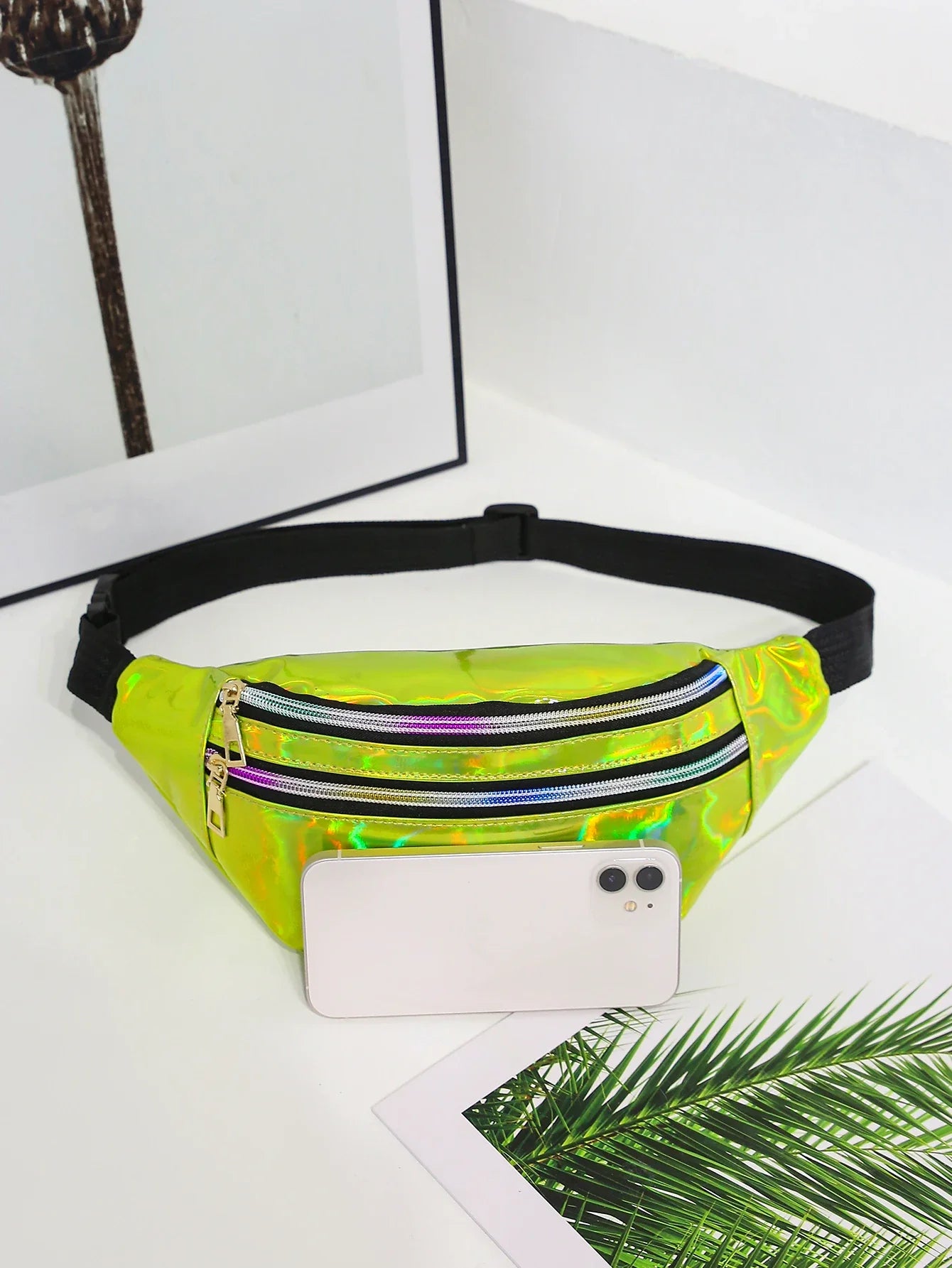 Holografische Heuptas β Fanny Pack met Ritssluiting β Festival & Streetstyle Crossbody