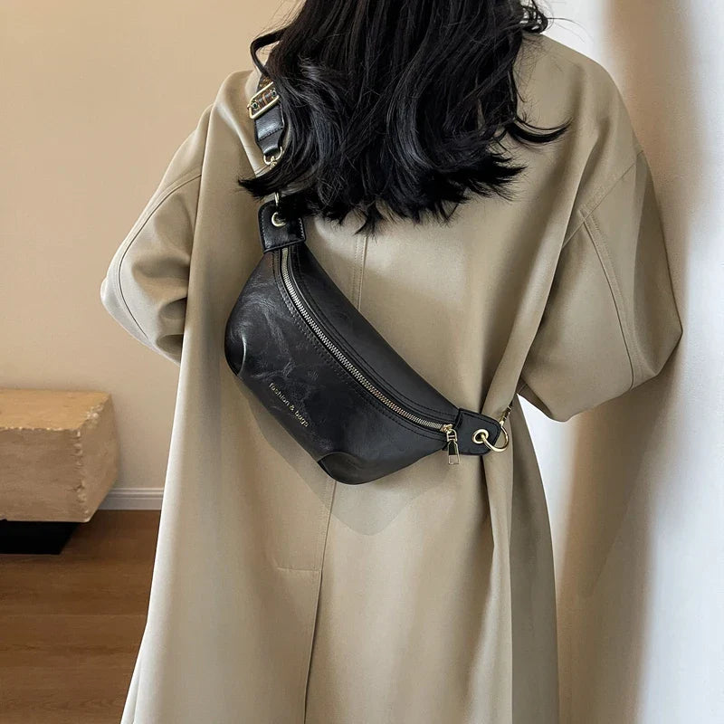 Leren Crossbody Heuptas – Luxe Schoudertas met Brede Band