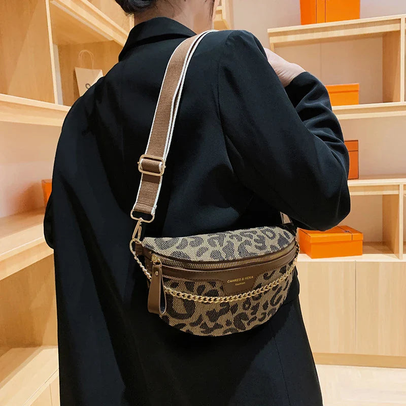 Leopard Crossbody & Heuptas met Gouden Ketting – Panterprint – Trendy & Verstelbare Band