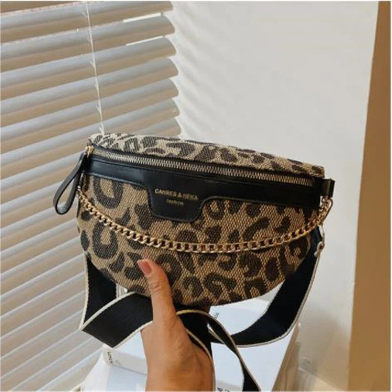 Leopard Crossbody & Heuptas met Gouden Ketting – Panterprint – Trendy & Verstelbare Band