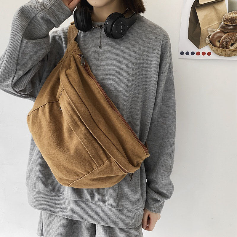 Unisex Canvas Heuptas XL β Ruime Crossbody Tas met Verstelbare Band