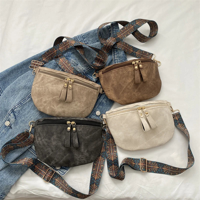 Crossbody Tas met Brede Schouderband – Boho Chic Schoudertas