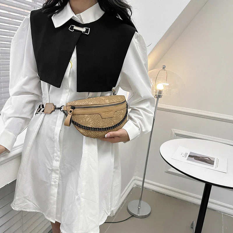 Trendy Crossbody Schoudertas – Fashion Heuptas met Ketting & Extra Pouch