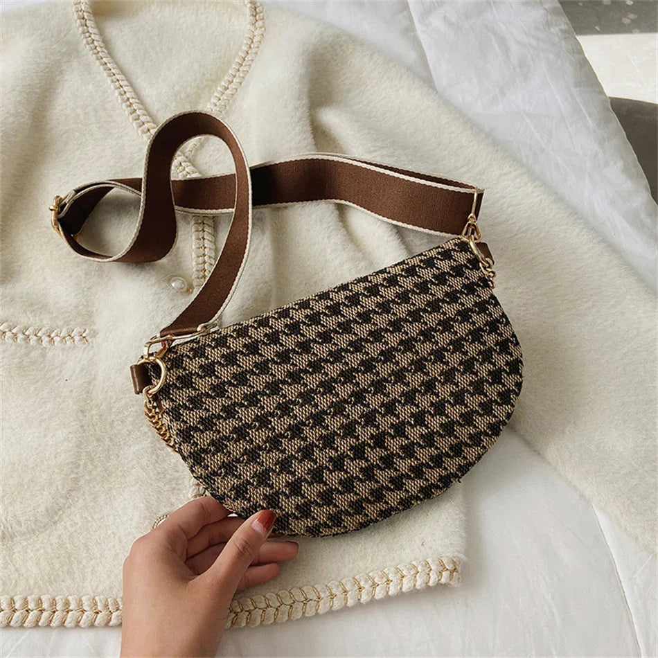 Pied-de-Poule Heuptas & Crossbody – Trendy Fanny Pack met Ruitpatroon – Chic & Praktisch