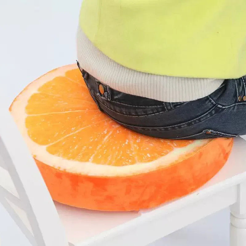 Rond Fruit Kussen – Comfortabel Zitkussen met Realistische Print van Watermeloen, Sinaasappel en Limoen