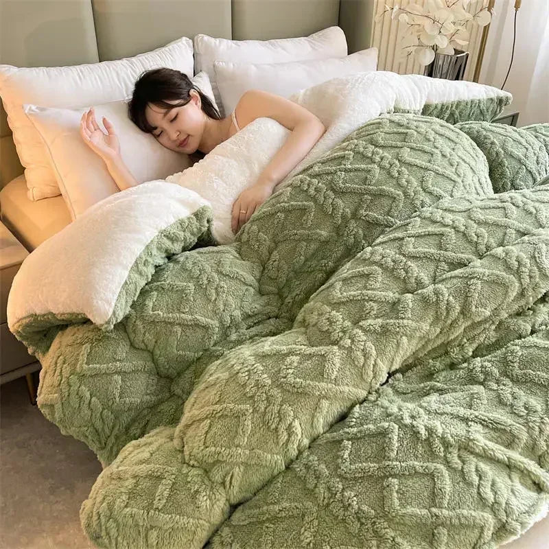 Ultra Zachte Winterdeken – Dikke Fleece & Sherpa Plaid voor Bed en Bank