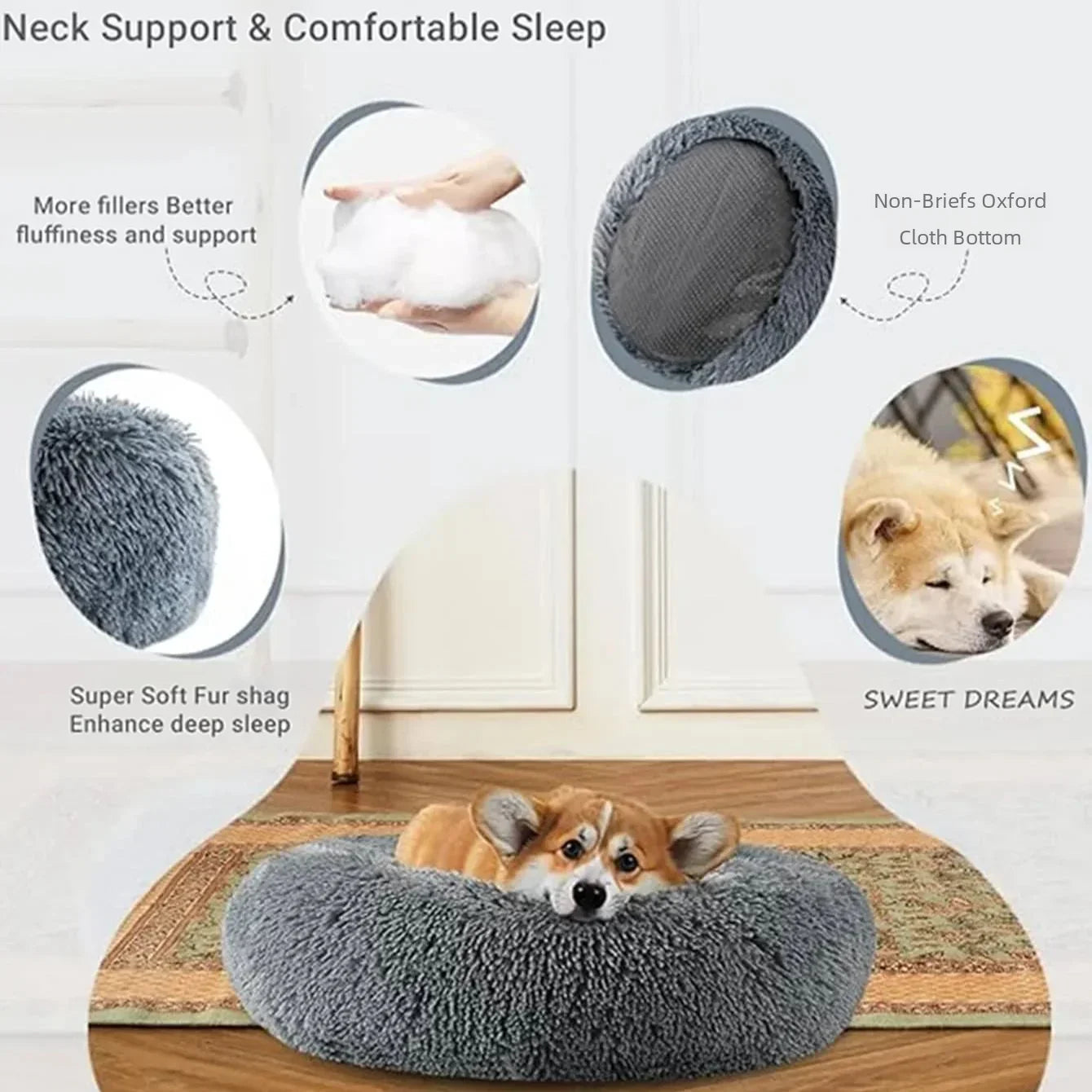 Donut Huisdiermand – Fluffy Kattenmand & Hondenmand met Anti-Stress Effect