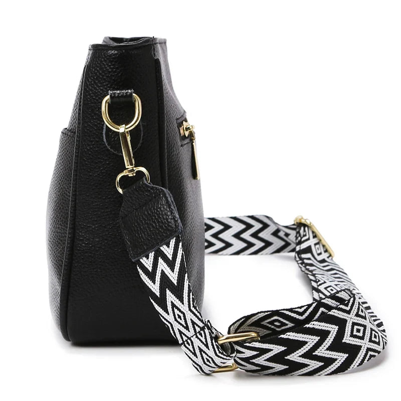 Dames Schoudertas met Brede Strap – Stijlvolle Crossbody Tas met Ruime Vakken