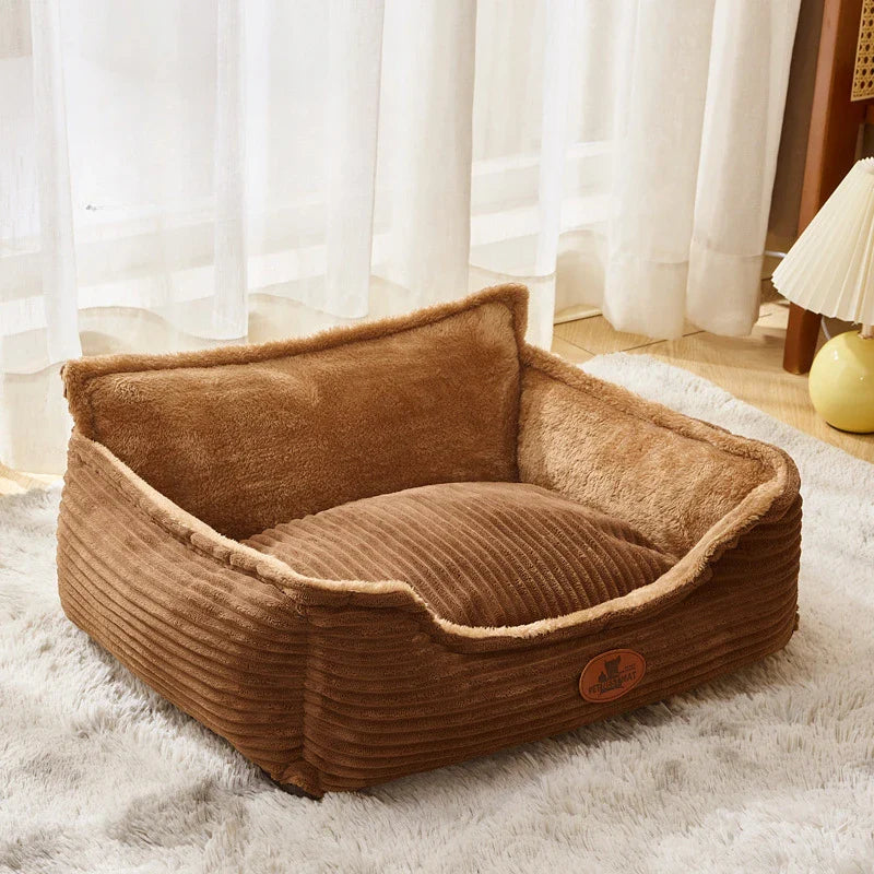 Corduroy Hondenmand & Kattenmand – Zachte Fluffy Huisdiermand met Hoge Randen