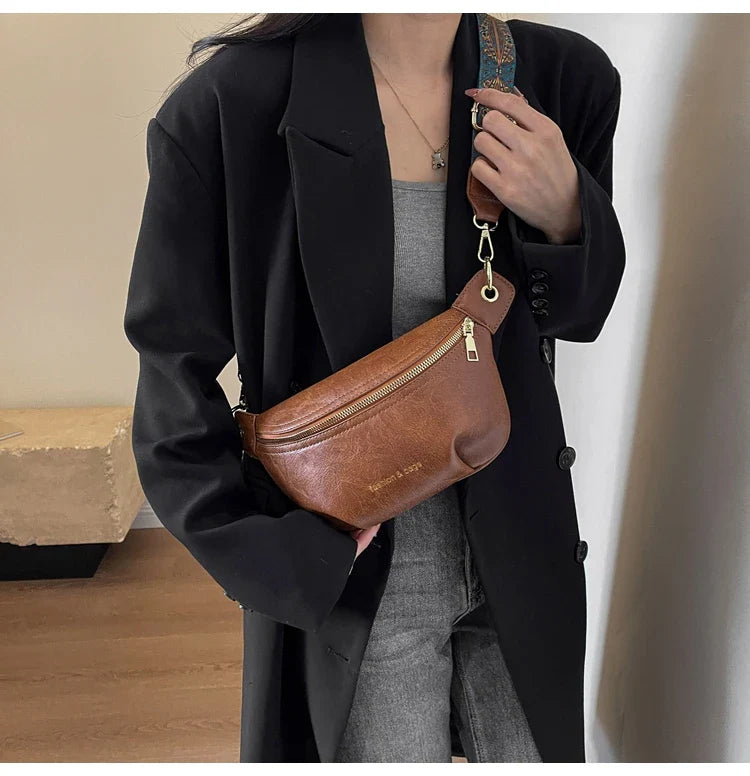 Leren Crossbody Heuptas – Luxe Schoudertas met Brede Band