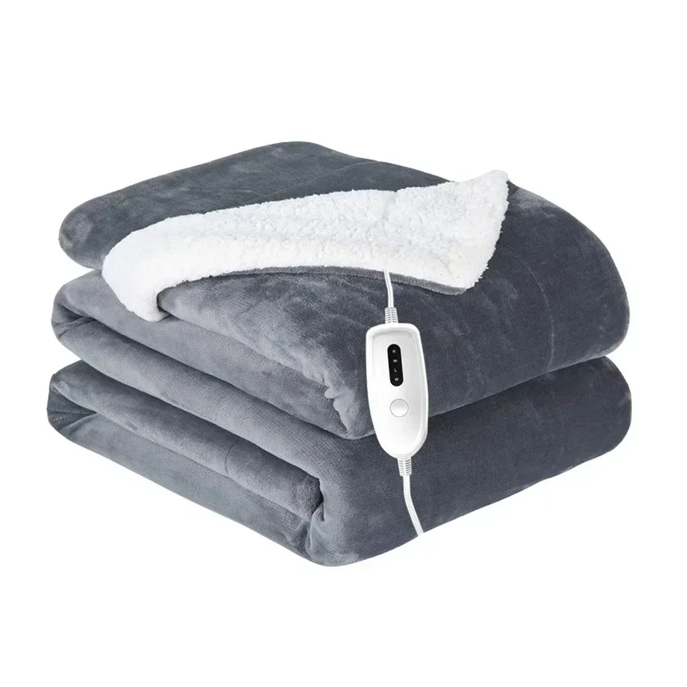 Elektrische Fleece Deken Grijs – Verwarmde Deken met Warmtestanden voor Bed en Bank