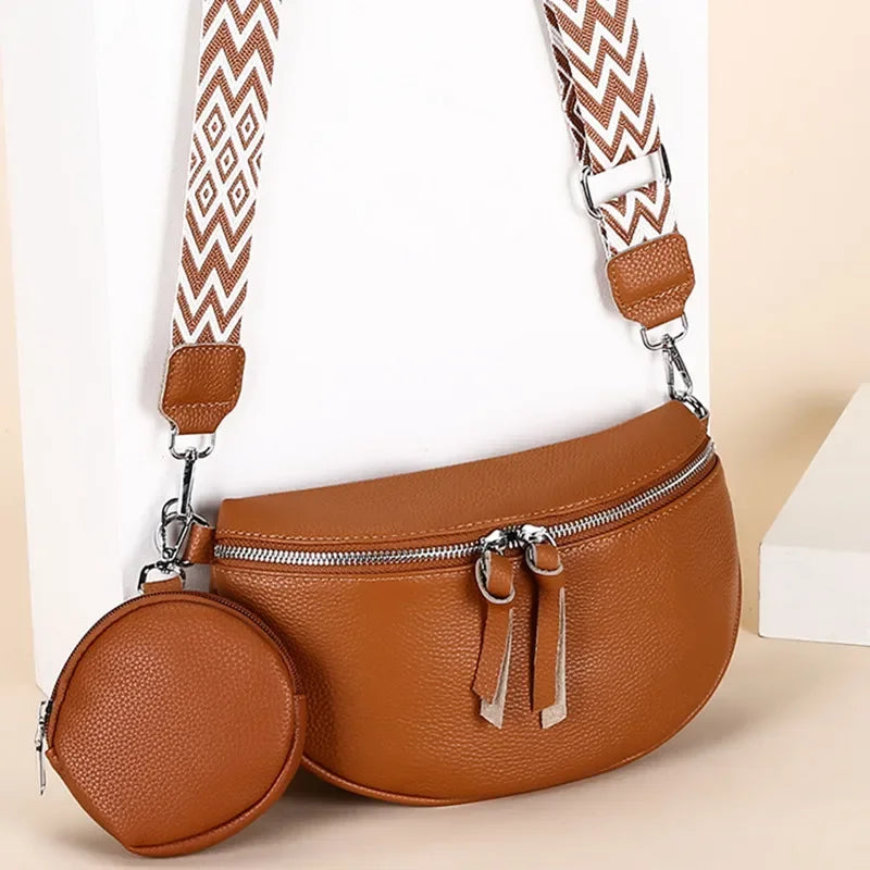 Elegante Crossbody Tas – Schoudertas met Gevlochten Strap & Extra Coin Pouch