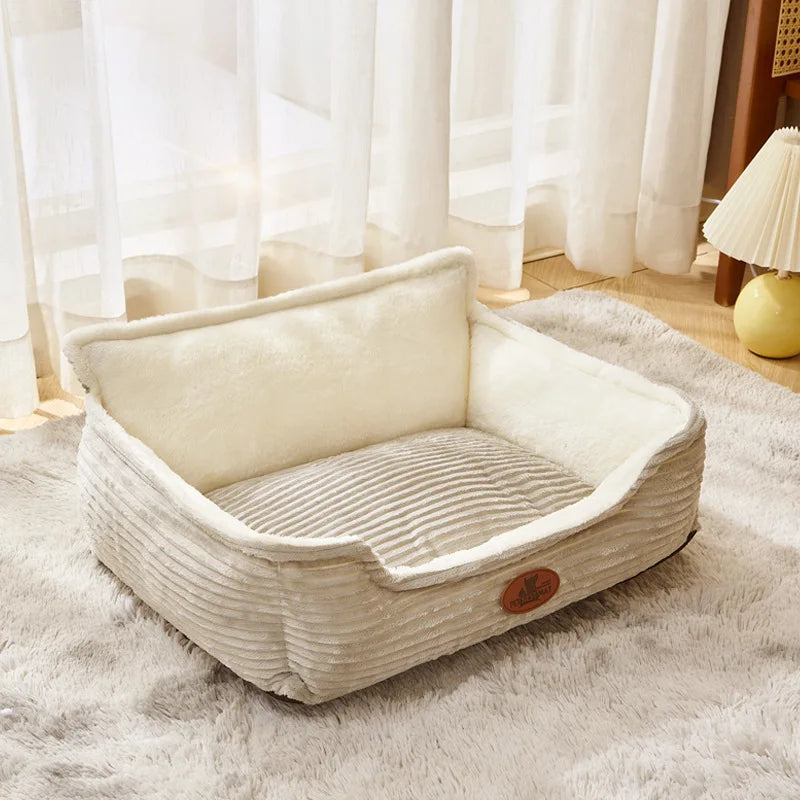Corduroy Hondenmand & Kattenmand – Zachte Fluffy Huisdiermand met Hoge Randen