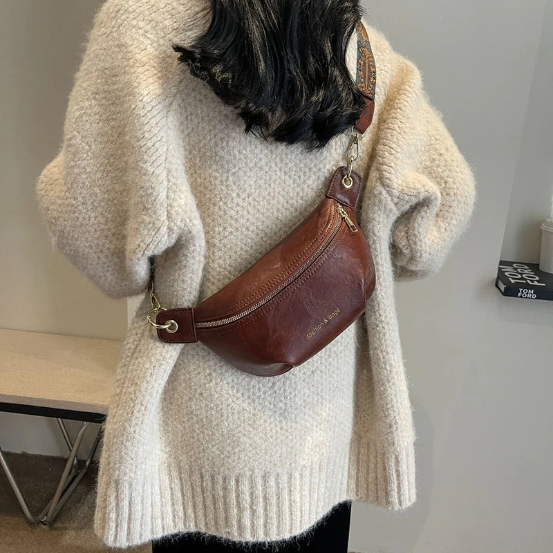 Leren Crossbody Heuptas – Luxe Schoudertas met Brede Band