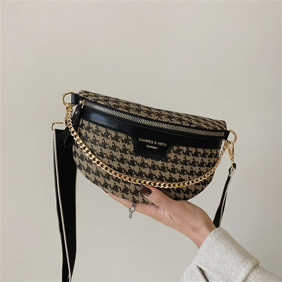 Pied-de-Poule Heuptas & Crossbody – Trendy Fanny Pack met Ruitpatroon – Chic & Praktisch