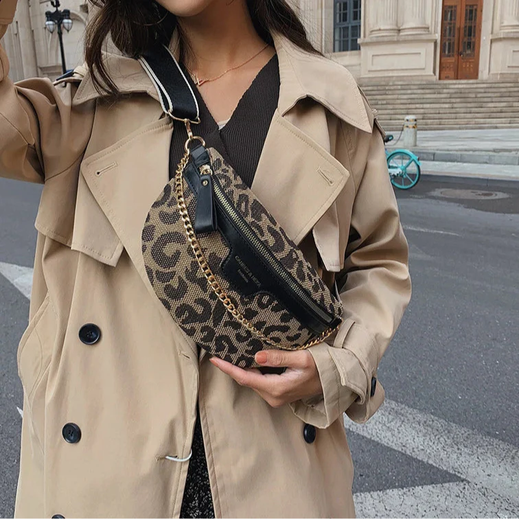 Leopard Crossbody & Heuptas met Gouden Ketting – Panterprint – Trendy & Verstelbare Band