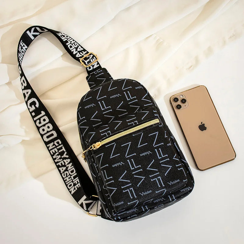 Streetstyle Mini Rugtas & Crossbody โ Trendy Schoudertas met Print & Ritssluiting โ Compact & Praktisch