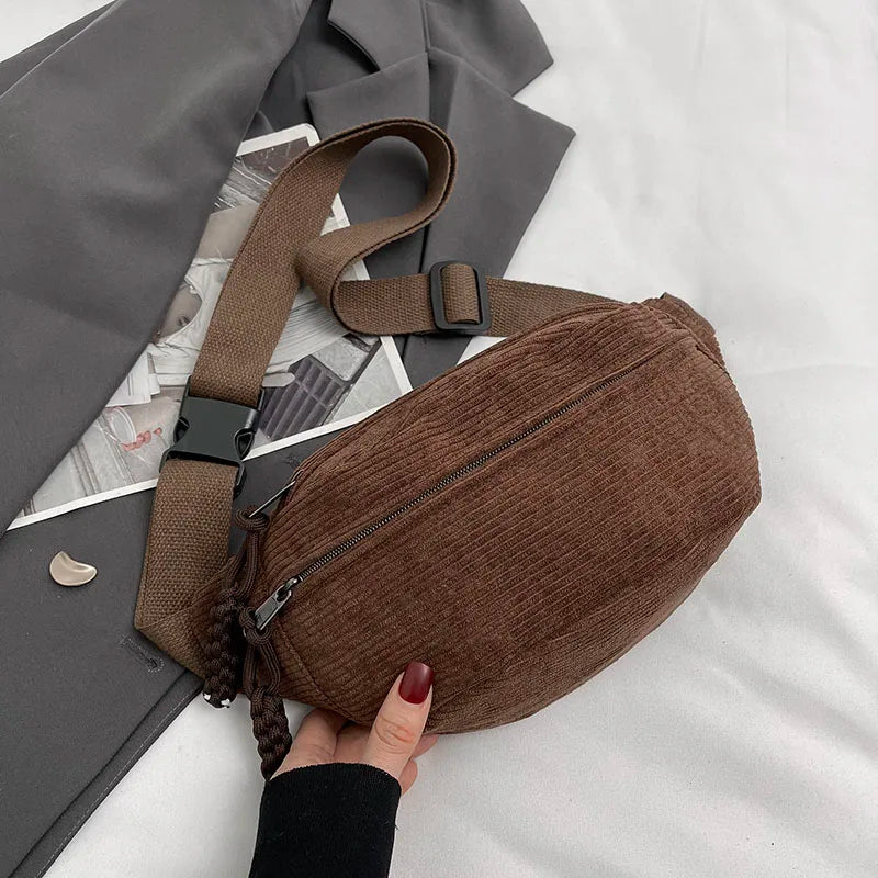 Bruine Corduroy Crossbody Tas – Stijlvol, Praktisch & Comfortabel