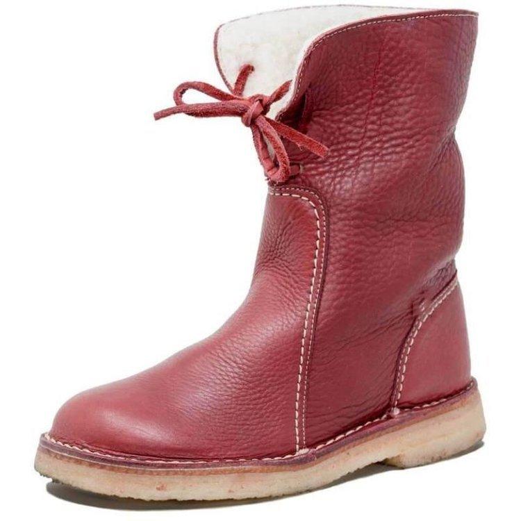 Dames Leren Winterlaarzen met Bontvoering – Warme Halfhoge Boots